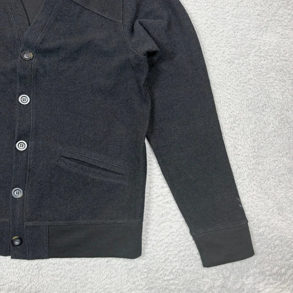 Ibex Merino Wool Cardigan Sweater Mens Large Black Full Button Elbow Patches USA